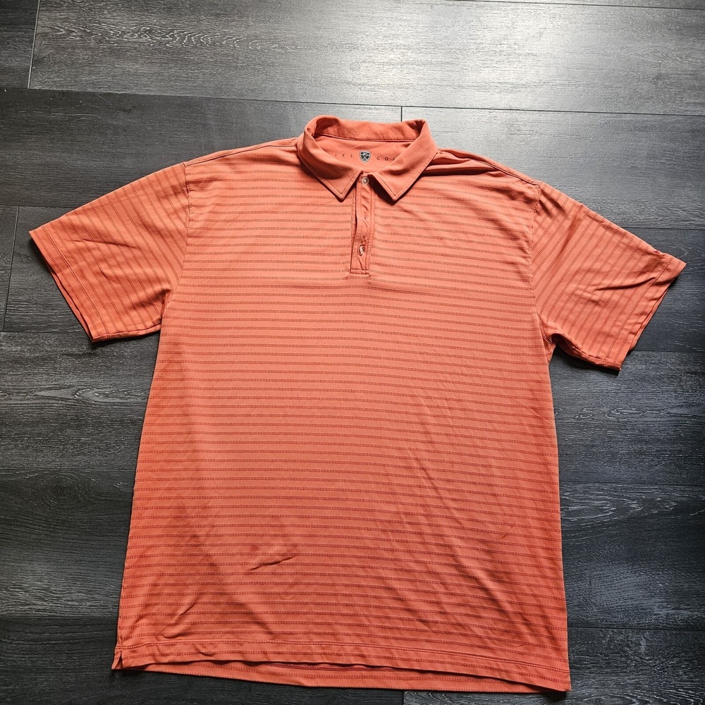 Nike Golf Polo‎ Shirt Mens 2XL Orange Stretch Performance Textured Swoosh